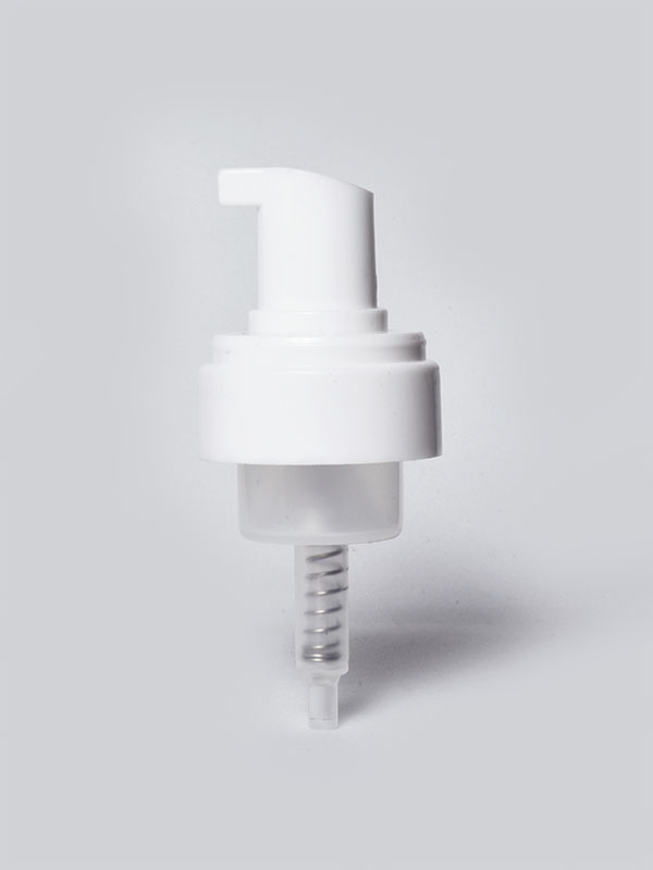 White PP Plastic 43 MM Smooth Skirt Foam Pump with clear over cap